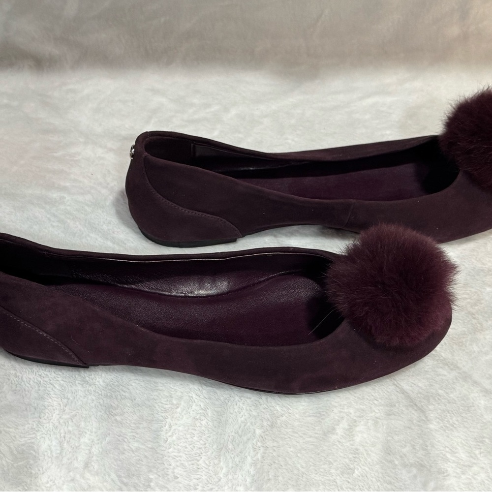 Michael Kors Burgundy Flats with Pom Pom - Picture 4 of 7